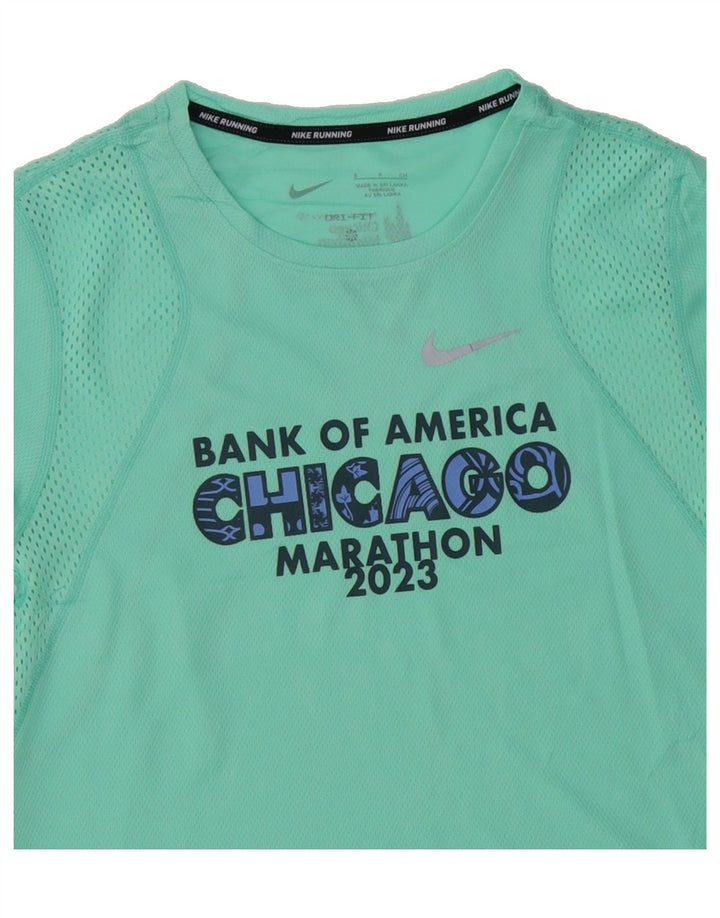 NIKE Womens Graphic T-Shirt Top UK 10 Small Turquoise Polyester Vintage Nike and Second-Hand Nike from Messina Hembry 
