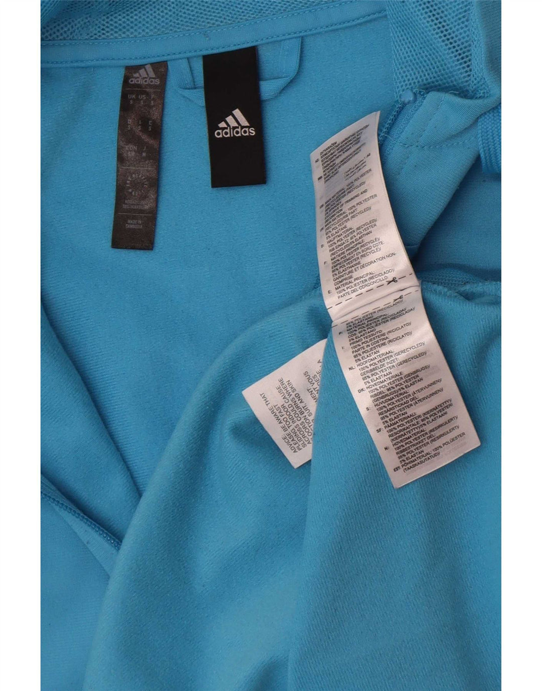 Adidas Męski sweter z kapturem i zamkiem błyskawicznym, mały, niebieski poliester
