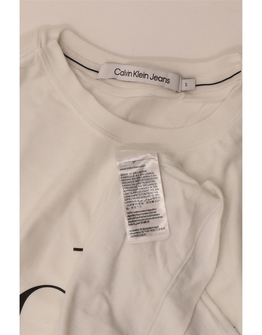 CALVIN KLEIN JEANS Męski T-shirt z grafiką, mały, biały, bawełniany