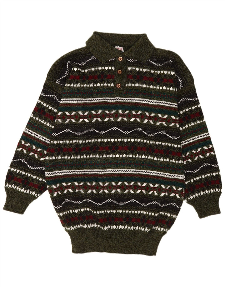 Męski sweter z golfem w stylu vintage, średnio wielobarwny, geometryczny