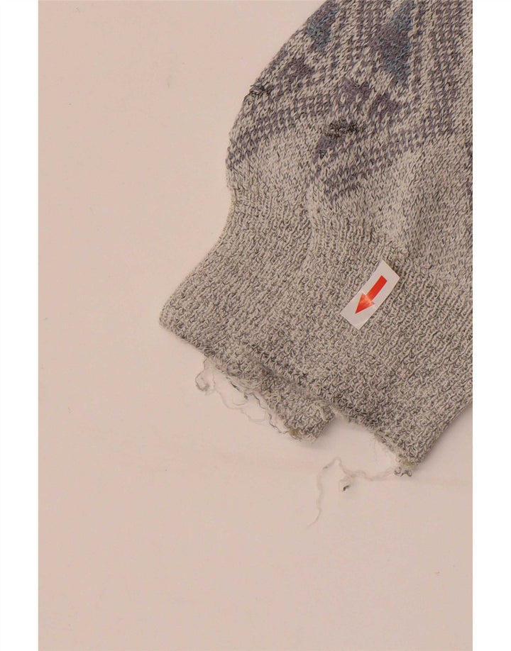 Vintage męski sweter o regularnym kroju z okrągłym dekoltem, duży, szary Argyle/diament