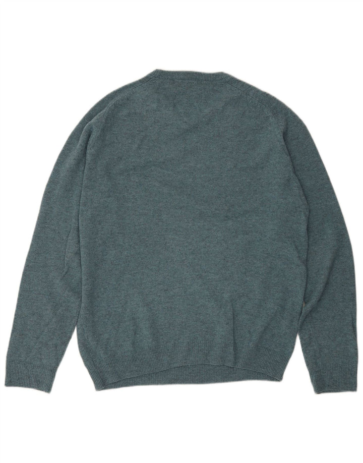 Marks & Spencer Męski sweter z okrągłym dekoltem, średnioniebieski, nakrapiany