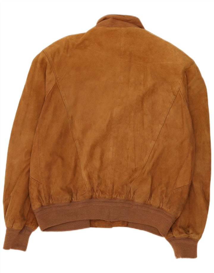 Męska zamszowa kurtka bomber w stylu vintage IT 50, duża, beżowa