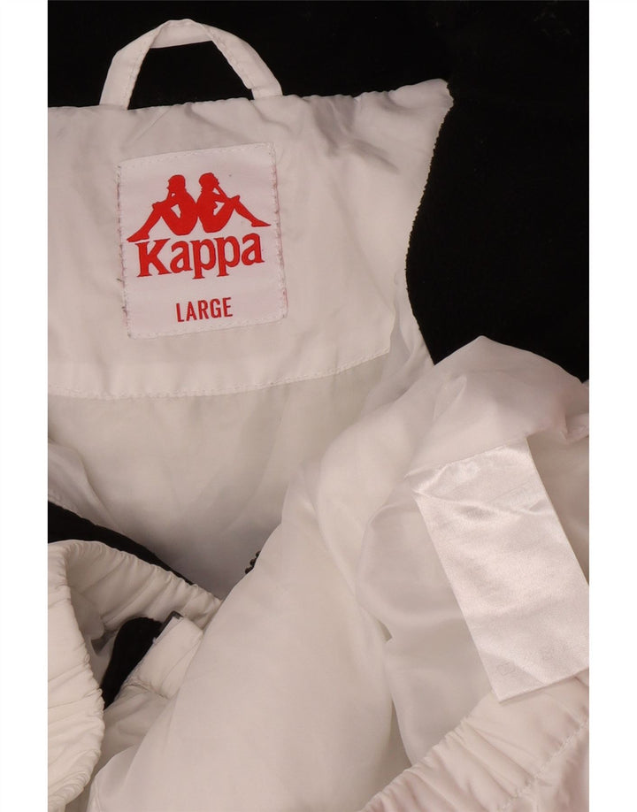 Męska ocieplana kurtka Kappa UK 40, duża, biała, poliestrowa z blokami kolorów