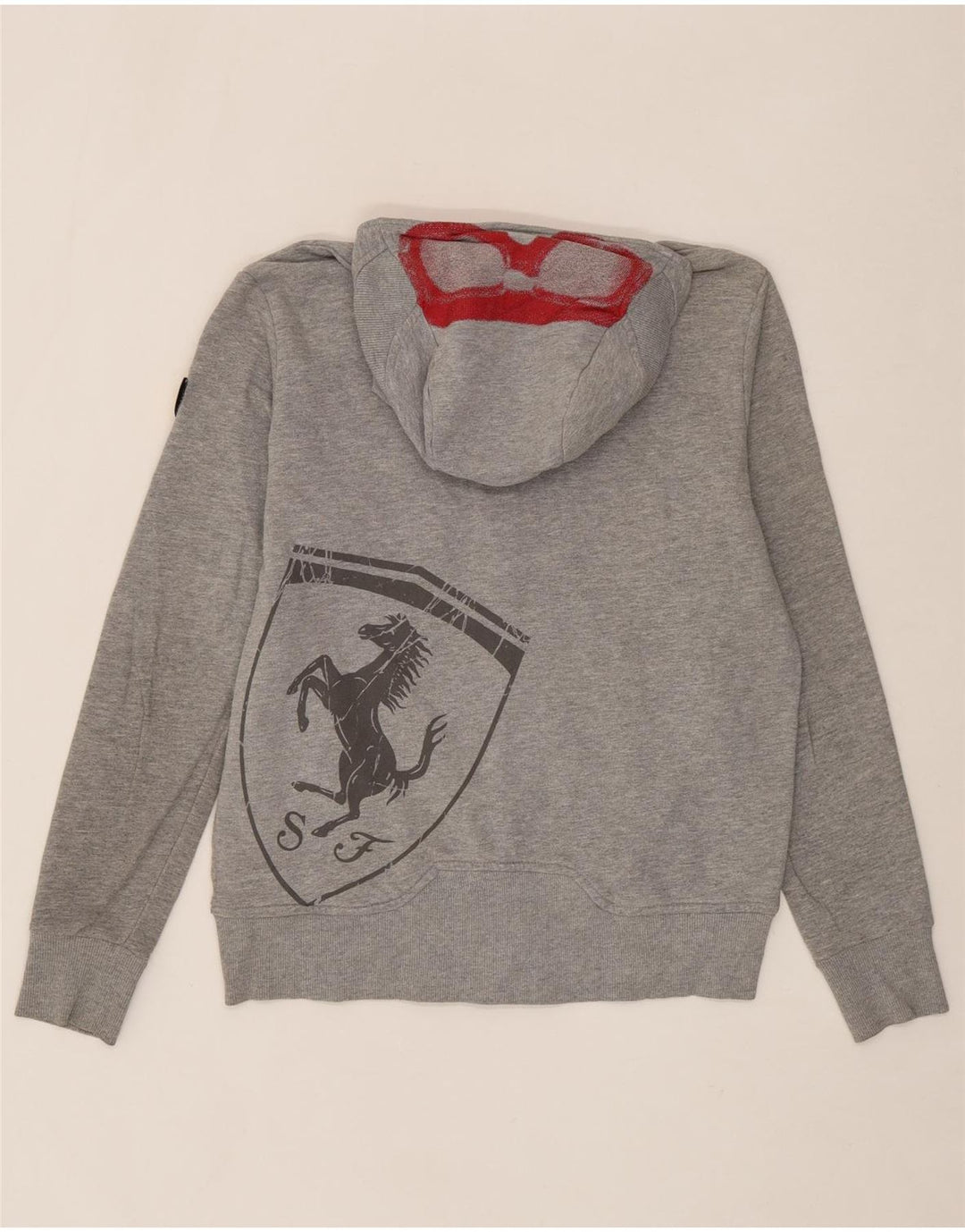 PUMA Mens Graphic Zip Hoodie Sweater Medium Grey Cotton Vintage Puma and Second-Hand Puma from Messina Hembry 