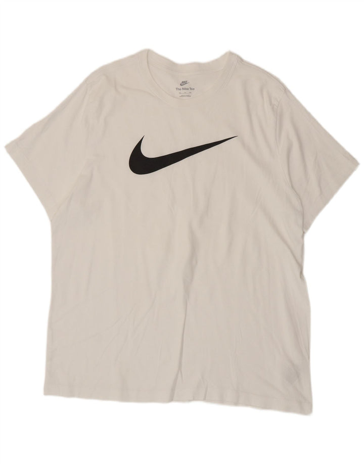 Męski T-shirt z grafiką Nike, 2XL, biała bawełna