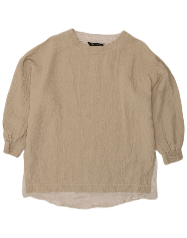 Damska bluzka oversize Zara UK 6 XS, beżowa, bawełniana