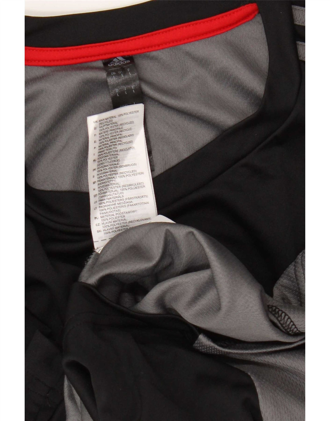 Adidas Męski T-shirt Top Duży Czarny Poliester z blokami kolorów