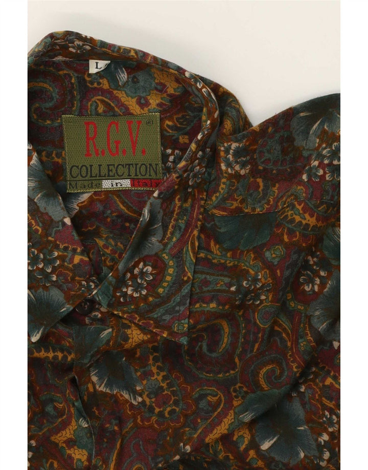 Koszula męska w stylu vintage, duża, khaki, paisley
