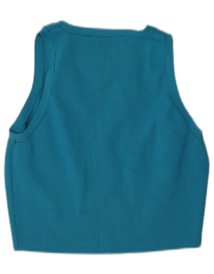 Damski krótki top Zara UK 14 Large Blue Wiskoza