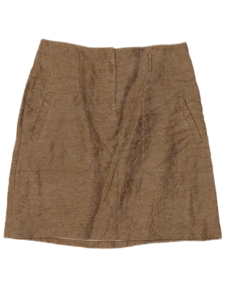 Spódnica mini damska Massimo Dutti W34 duża beżowa w kwiaty