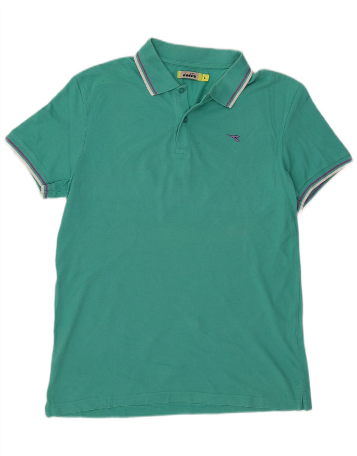 Męska koszulka polo Diadora, duża, turkusowa, bawełniana