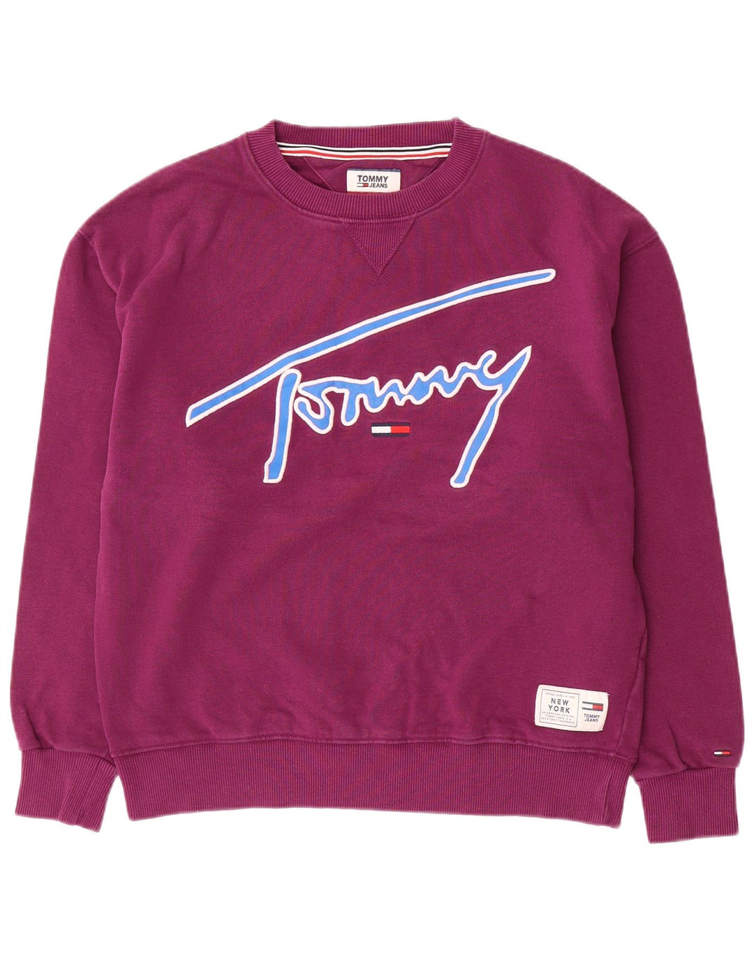 Męska bluza z grafiką Tommy Hilfiger, mała fioletowa bawełna