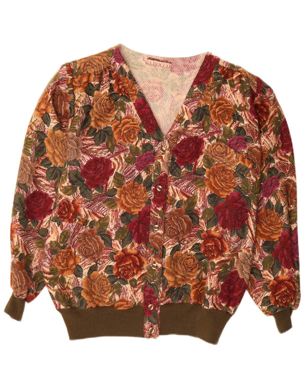 Sweter damski w stylu vintage, UK 14, duży, wielobarwny w kwiaty