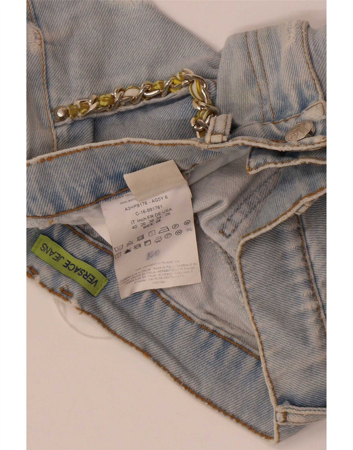 Damskie spodenki jeansowe Versace w trudnej sytuacji W28 Średnioniebieskie bawełniane