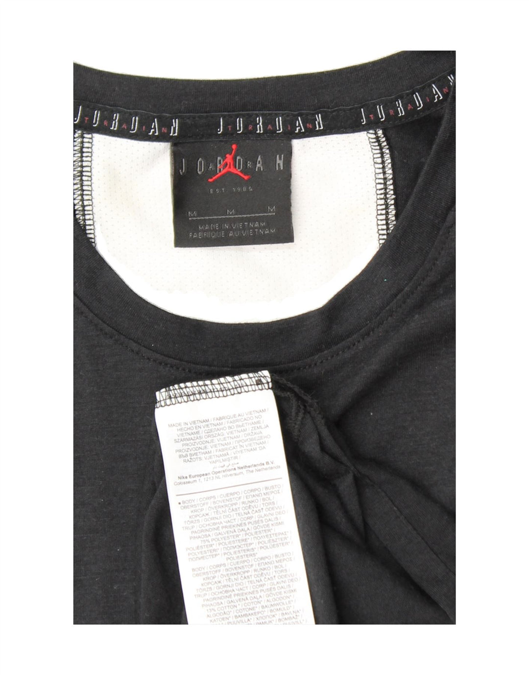 JORDAN Mens Graphic T-Shirt Top Medium Black Colourblock Polyester Vintage Jordan and Second-Hand Jordan from Messina Hembry 