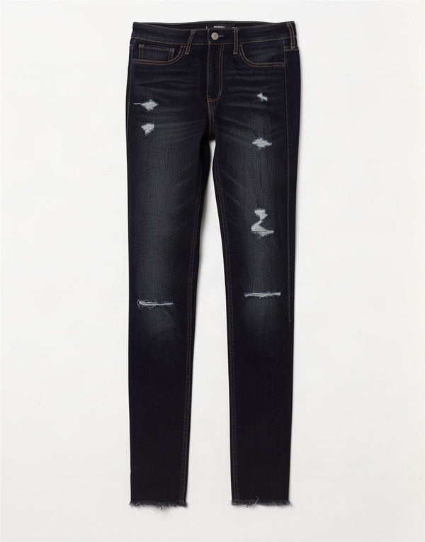 Hollister Womens Distressed Skinny Jeans US 3 XS W26 L30 Navy Blue