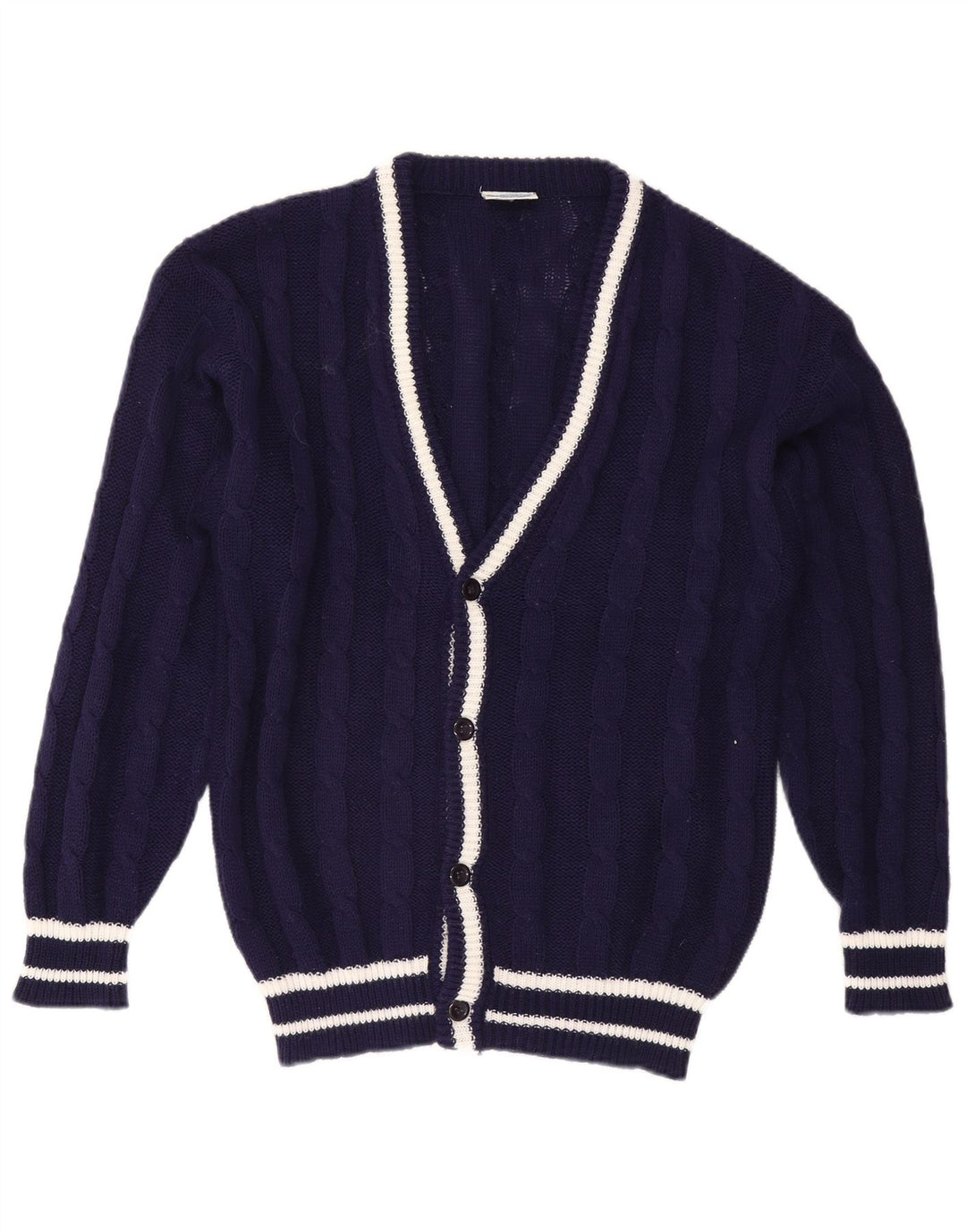 Męski sweter rozpinany w stylu vintage IT 48/50 Średni granatowy poliester w paski