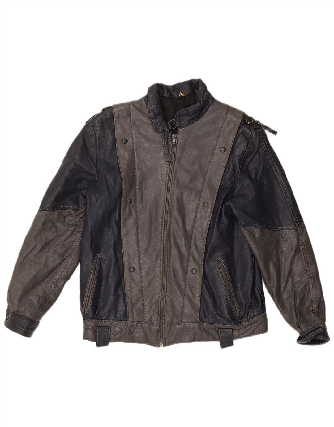 Damska kurtka skórzana VINTAGE UK 14 w kolorze średniej szarości