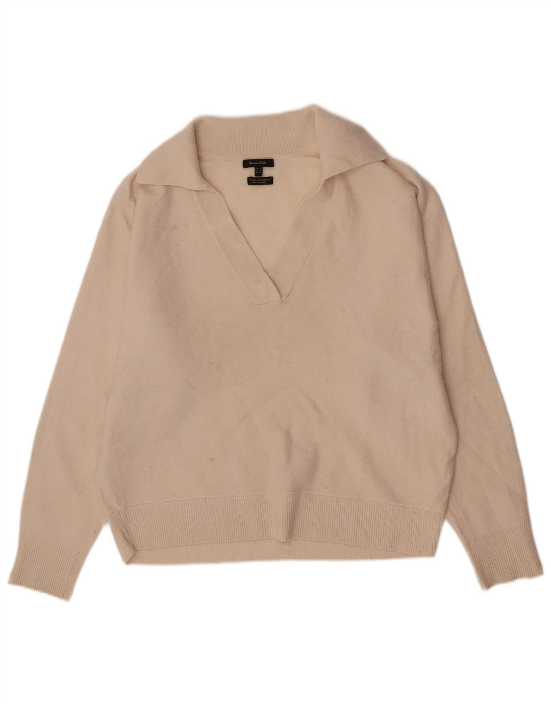 Damski sweter polo Massimo Dutti UK 10, mały, w kolorze złamanej bieli