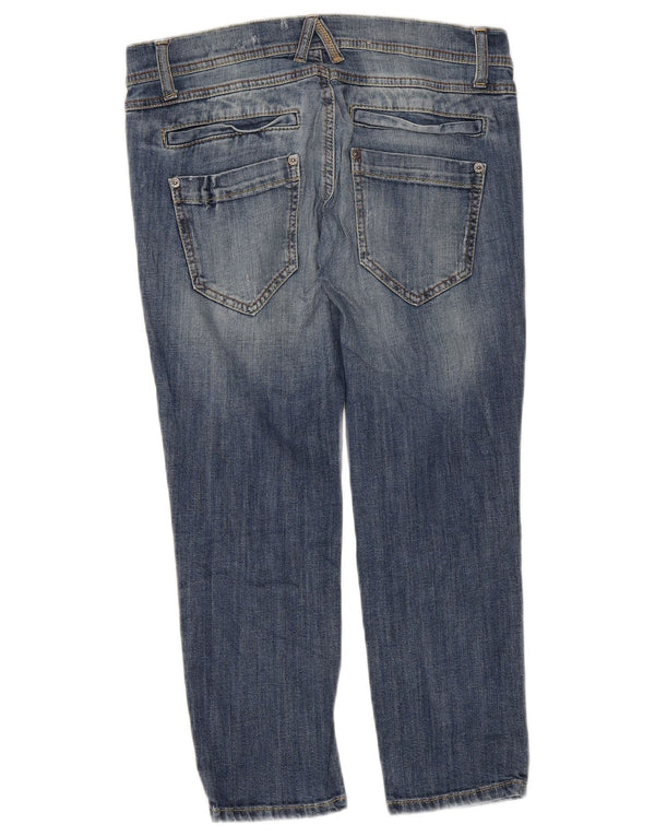 Damskie jeansy Capri Benetton z niską talią i wąskim krojem W28 L22 niebieskie