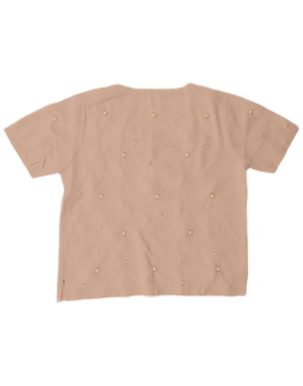 Damski krótki t-shirt Zara UK 18 XL, różowa wiskoza