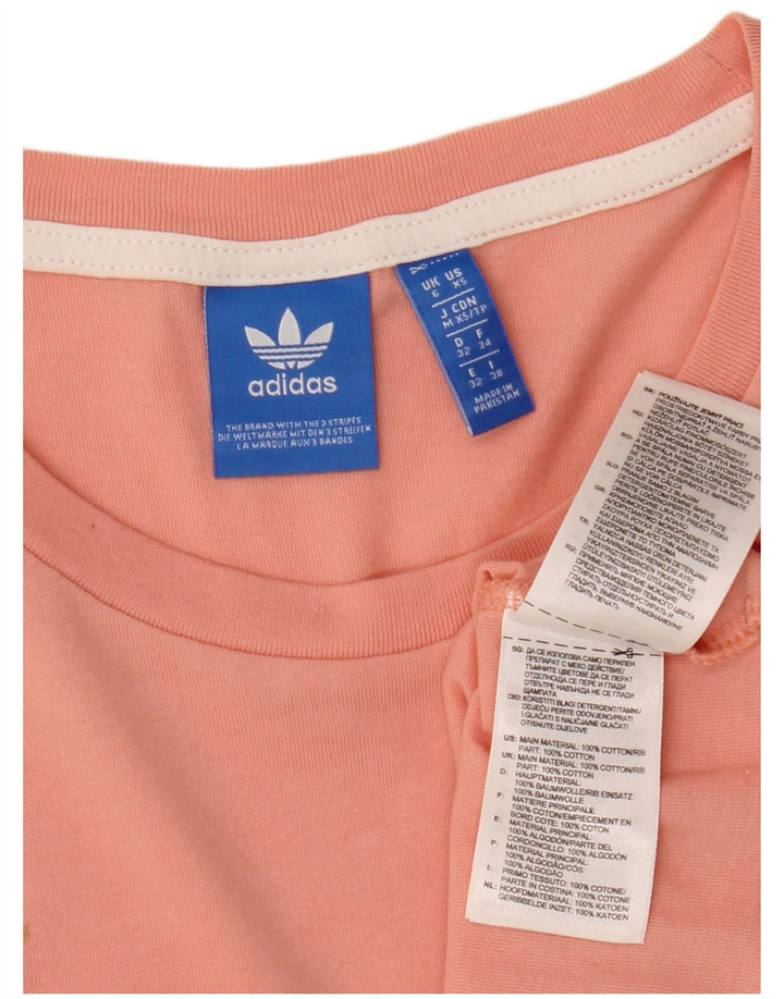 Damska koszulka oversize ADIDAS o krótkim kroju, UK 6 XS, różowa, bawełniana