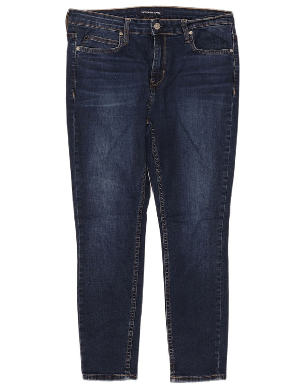 Damskie jeansy skinny CALVIN KLEIN US 14 Large W32 L28 Granatowa bawełna