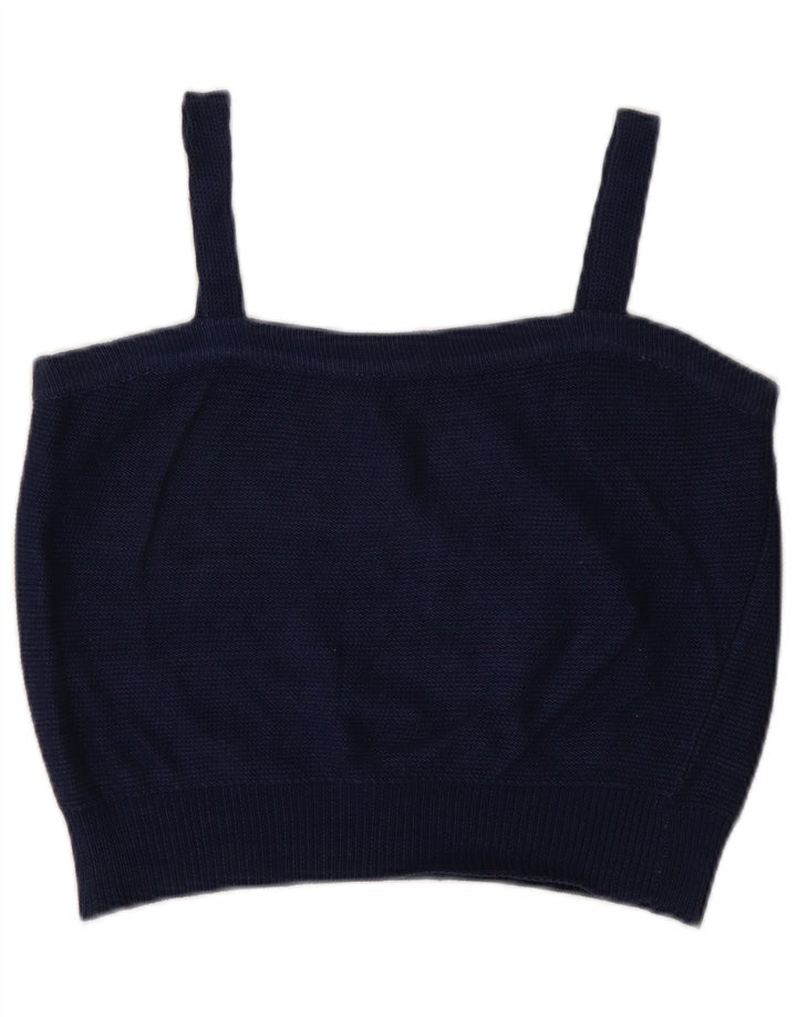 Vintage damski top na ramiączkach UK 14, średni granatowy