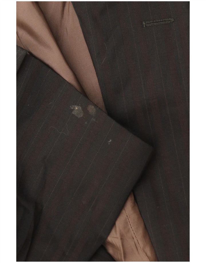 Męska marynarka zapinana na 2 guziki HUGO BOSS EU 58 4XL Brązowa wełna w prążki