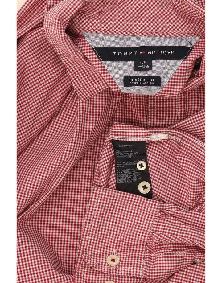 Męska koszula o klasycznym kroju Tommy Hilfiger, mała, czerwona bawełniana kratka