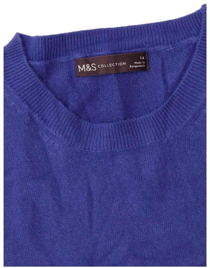 Marks & Spencer Damski sweter z okrągłym dekoltem, UK 14, średni niebieski