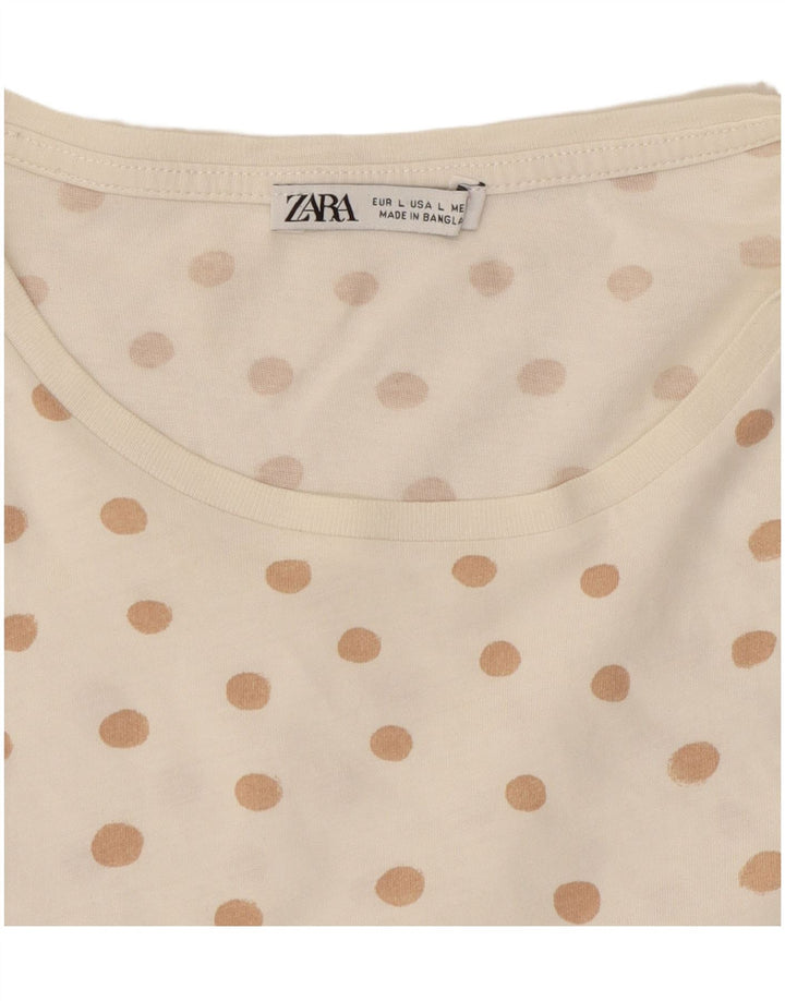 T-shirt damski ZARA Top UK 16, duży, w białe kropki
