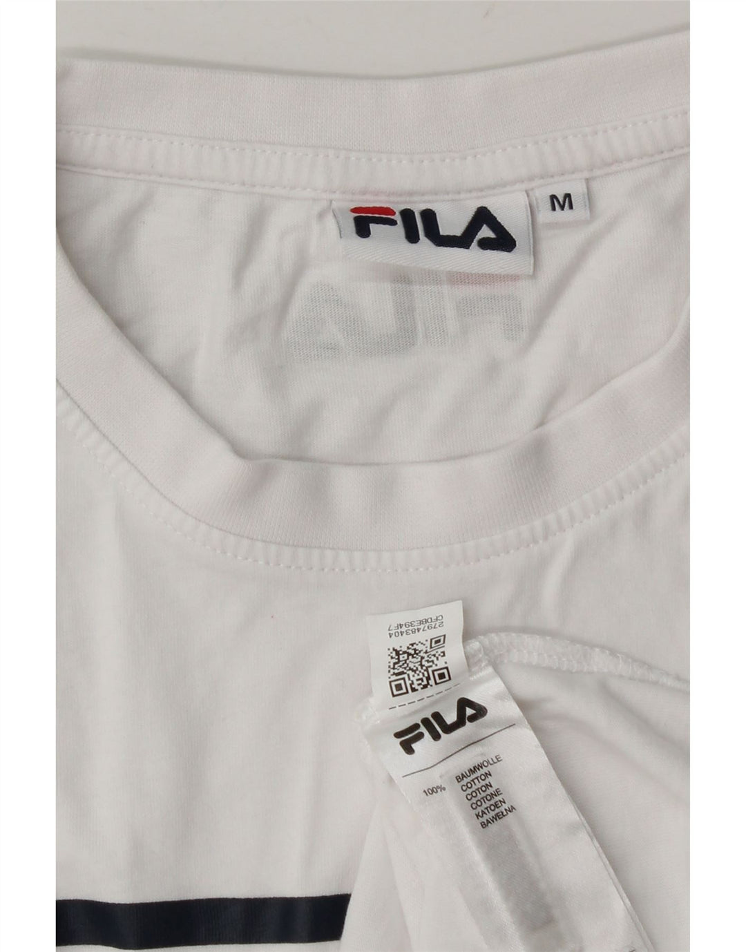 Męska koszulka z grafiką Fila Top, średnia biała bawełna