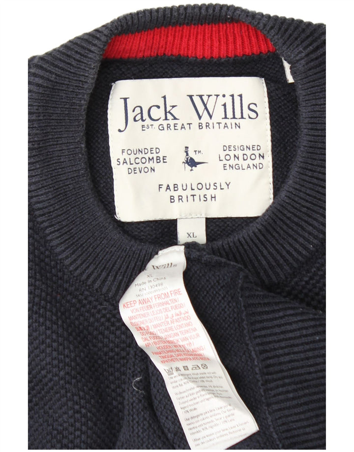 JACK WILLS Damski sweter z okrągłym dekoltem, UK 18 XL, granatowy, bawełniany