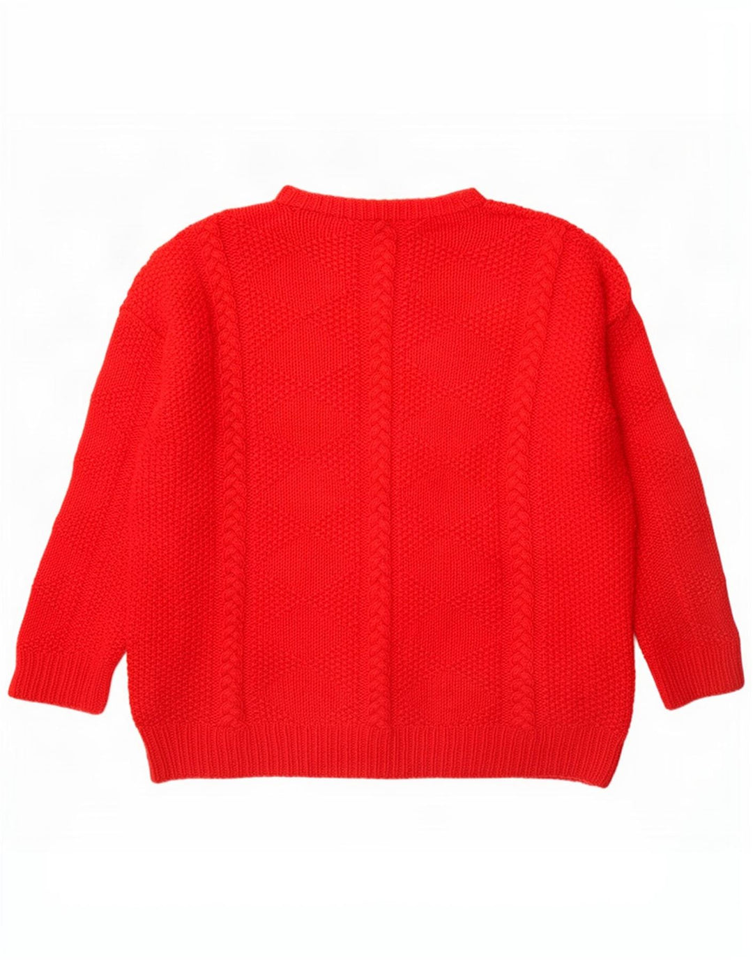 Sweter damski w stylu vintage z okrągłym dekoltem UK 16, duży czerwony