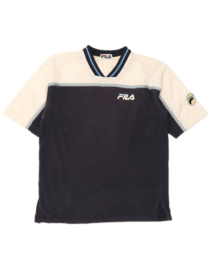T-shirt męski FILA, mały, bawełniany, w kolorze granatowym
