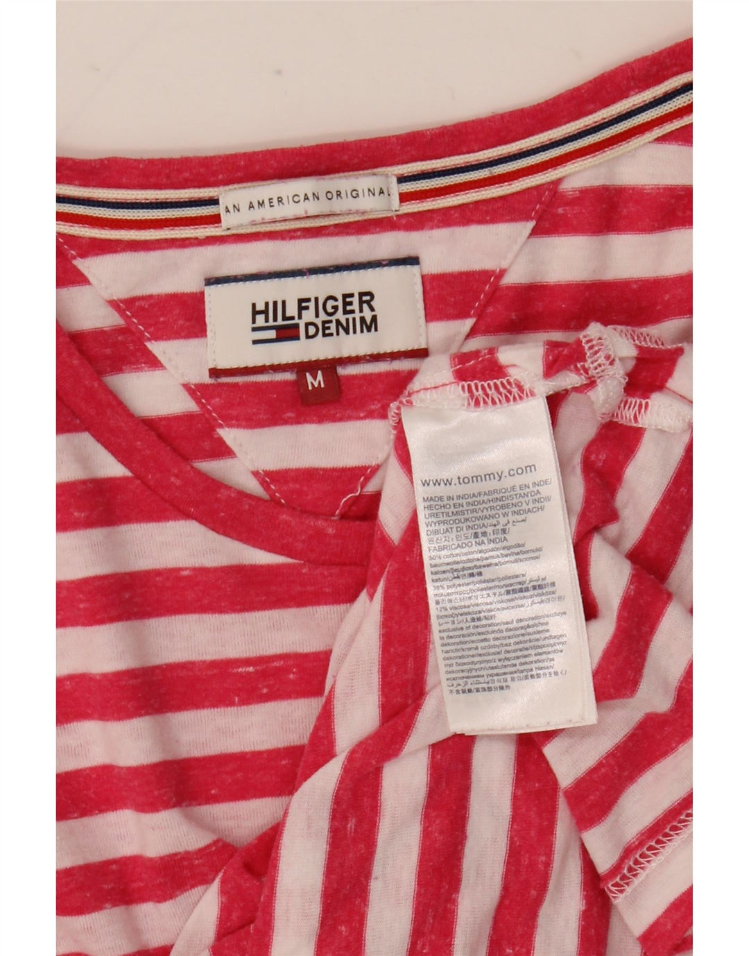 T-shirt męski Tommy Hilfiger, bawełniany, w średnie czerwone paski