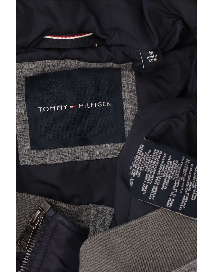 Męski sweter z kapturem i zamkiem Tommy Hilfiger, średnioszary poliester