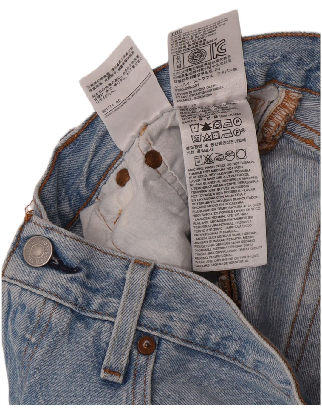 Damskie spodenki jeansowe Levi's 501 W28 Średnioniebieskie bawełniane