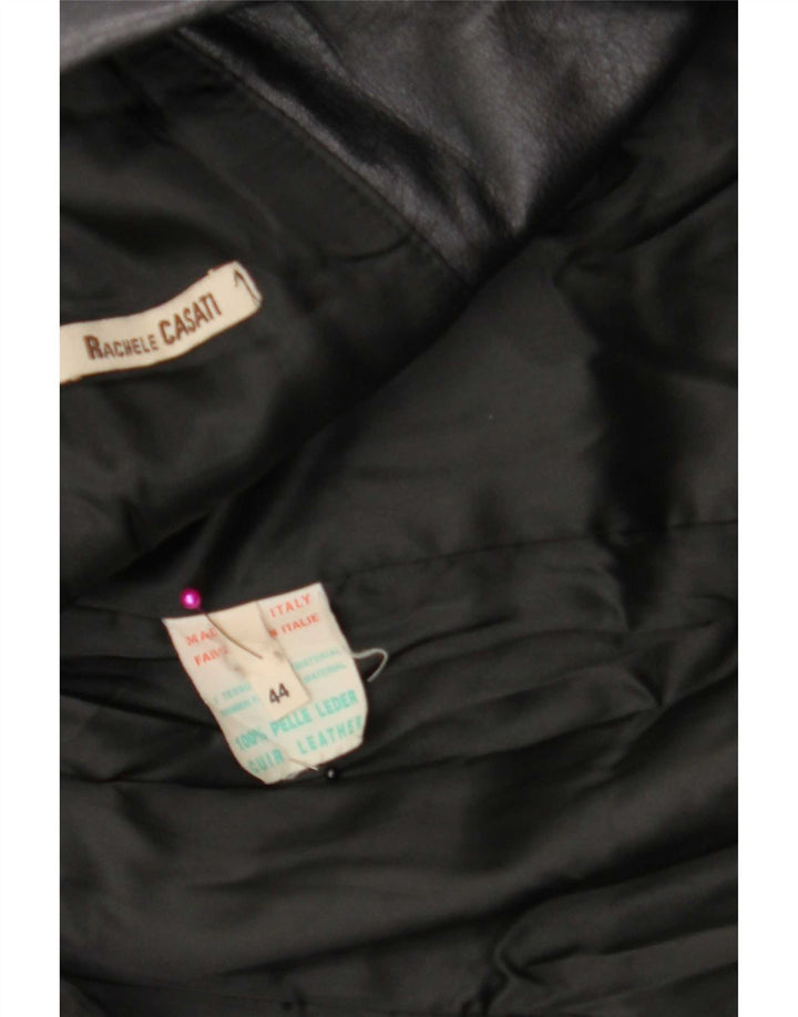 Vintage damski płaszcz skórzany IT 44 Medium Black