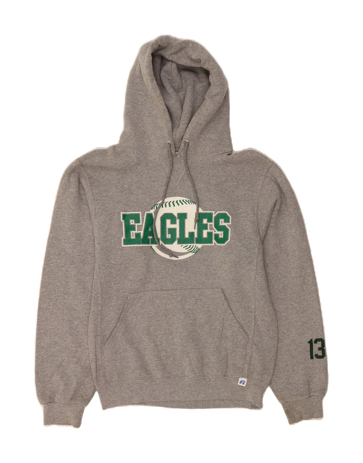 RUSSELL ATHLETIC Mens Eagles Graphic Hoodie Jumper Small Grey Polyester Vintage Russell Athletic and Second-Hand Russell Athletic from Messina Hembry 