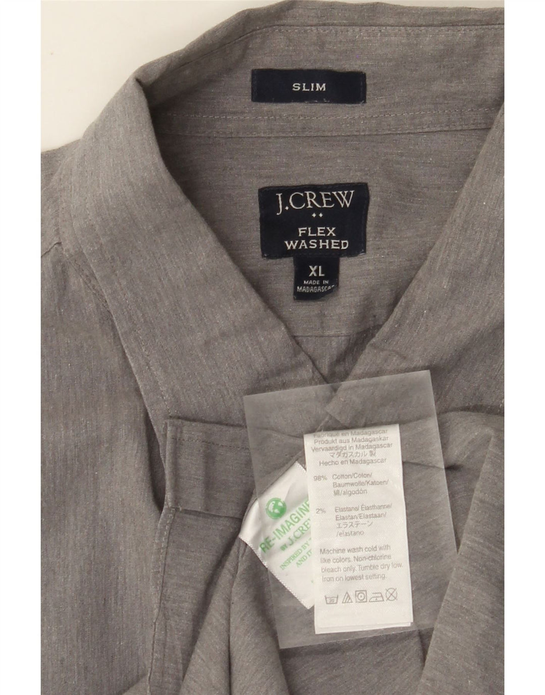 J. CREW Męska koszula slim XL, szara, bawełniana