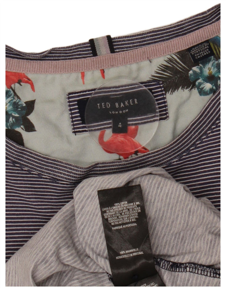 T-shirt damski TED BAKER, rozmiar 4, duży, bawełniany, granatowy w prążki