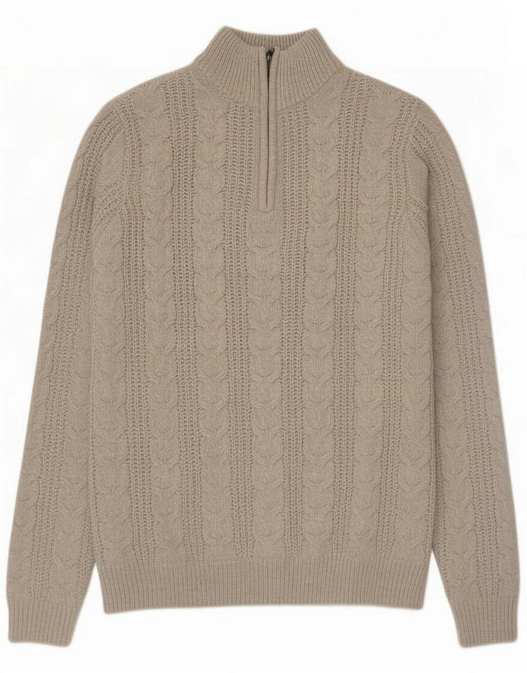 Męski sweter zapinany na zamek French Connection, średni beż akrylowy