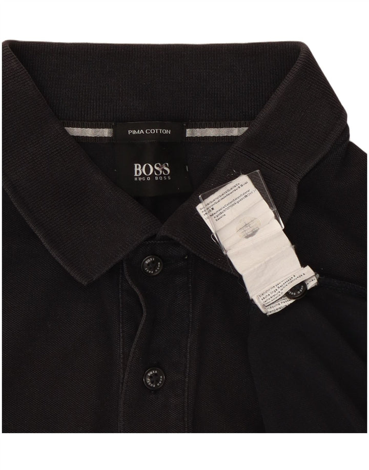 Męska koszulka polo Hugo Boss, średnia czarna, bawełniana