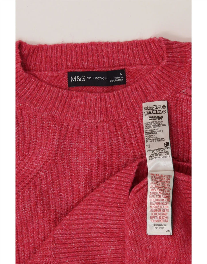 Marks & Spencer Damski sweter z okrągłym dekoltem UK 10 Mały różowy akryl