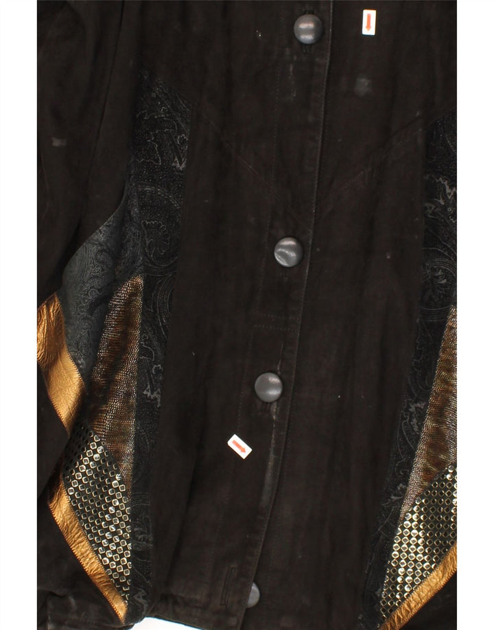 MELCHINGER Womens Oversized Coat EU 40 Medium Brown Colourblock Leather Vintage Melchinger and Second-Hand Melchinger from Messina Hembry 