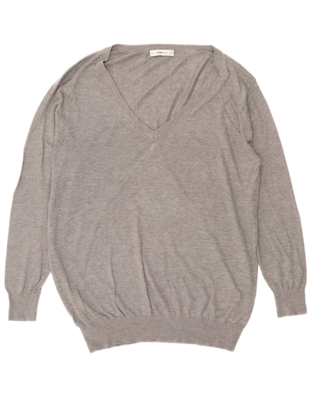 Sweter damski Zara Oversize z dekoltem w kształcie litery V, UK 14, średni szary