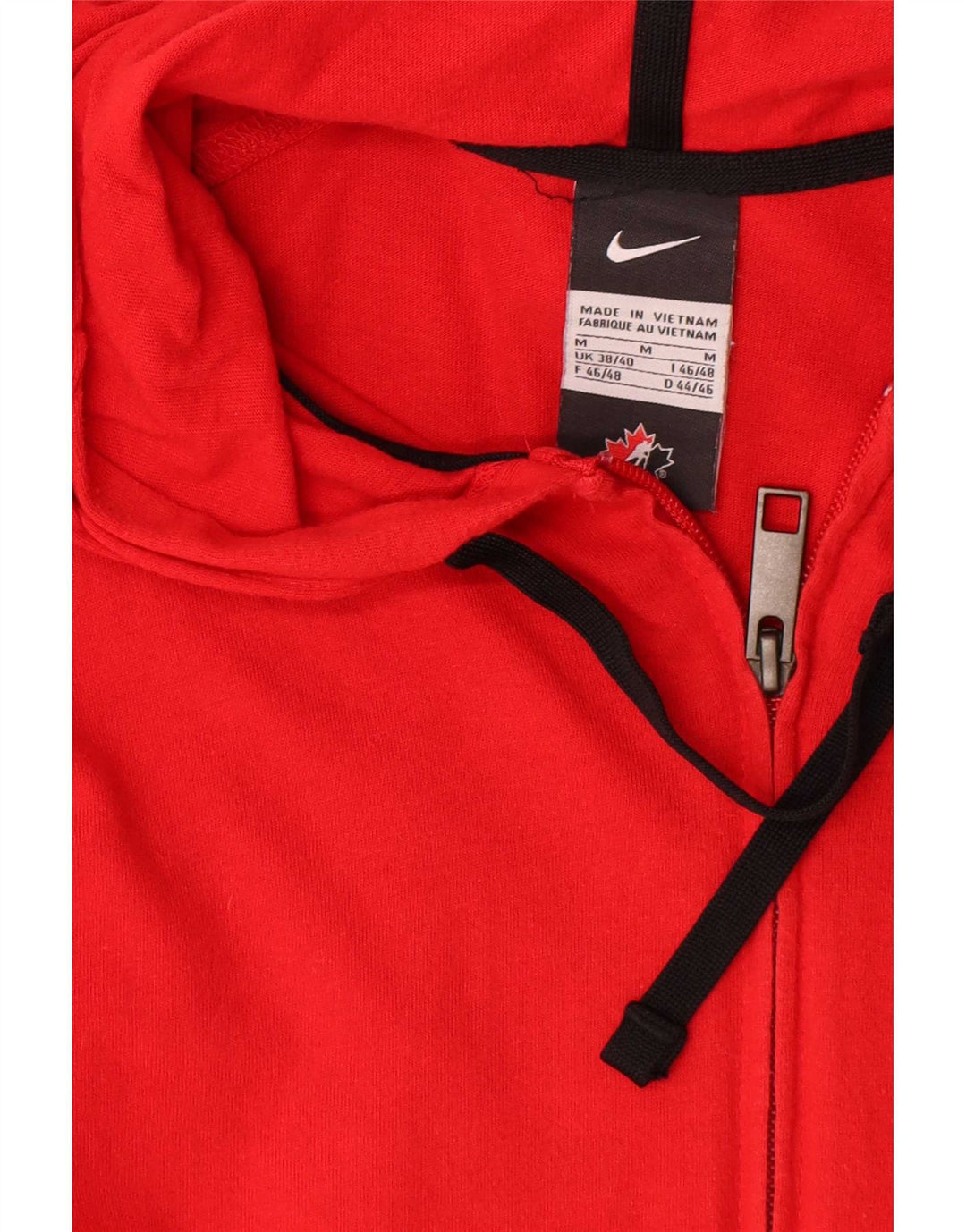 Męski sweter z kapturem i zamkiem błyskawicznym Nike Canada, średnio czerwony, bawełniany